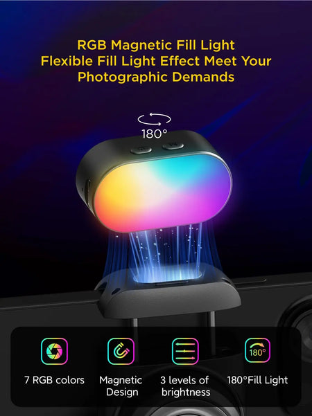 AOCHUAN RGB Magnetic Fill Light &ndash; Adjustable Brightness and Color Options