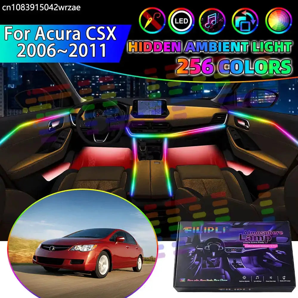 For Acura CSX 2006~2011 Ciimo1.8 RGB Car Interior Ambient Lights Strips Breathing Lighting Kit App Control LED strips Auto Parts by InterCyprus Trading Ltd