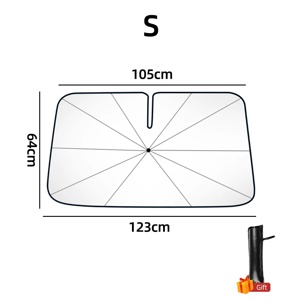 Revolutionary 360&deg; Car Windshield Sunshade Umbrella for Ultimate UV Protection S 123x105x64cm
