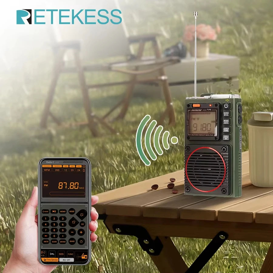 TR111 Multiband Portatīvā Radio ar AM FM Īsviļņu, Bluetooth, Modinātāja Funkciju