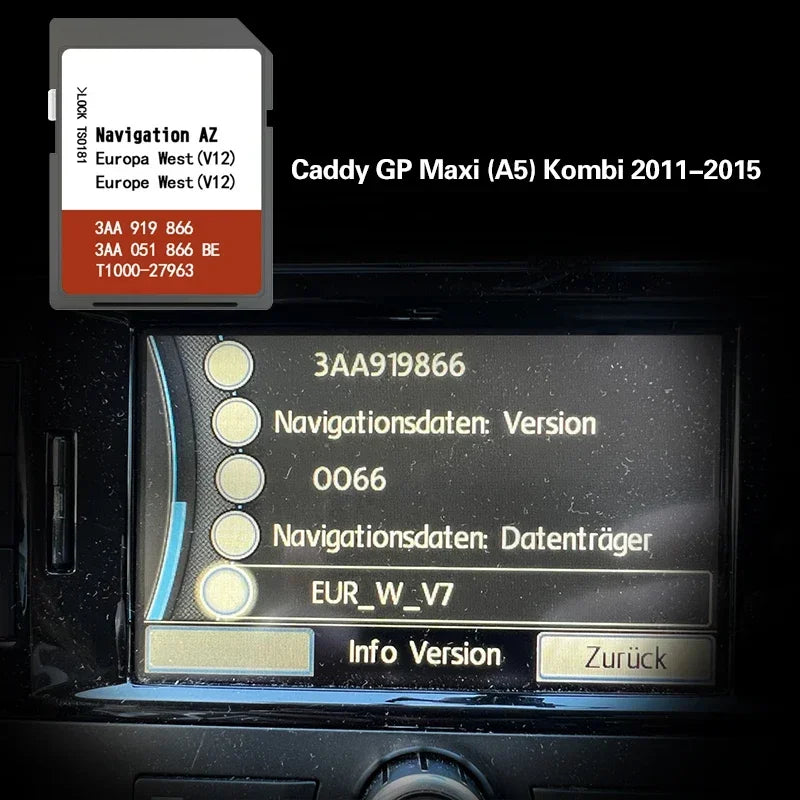VW Caddy GP Maxi RNS315 8GB Map Memory Card - High Speed Maxi (A5) Kombi / CHINA