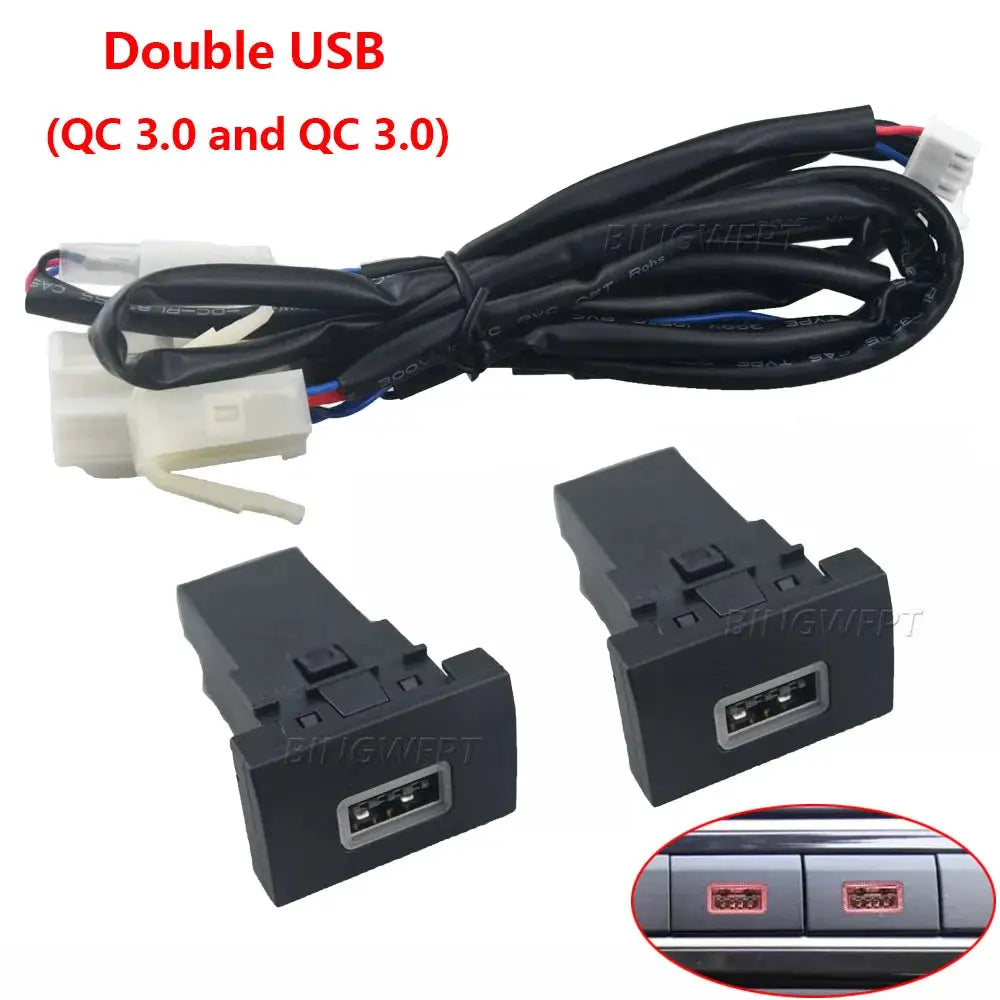 Car Charger QC3.0 Type C PD Dual USB Interface Socket Auto Phone Fast Charging Adapter Button For Volkswagen POLO 2011-2013 by InterCyprus Trading Ltd