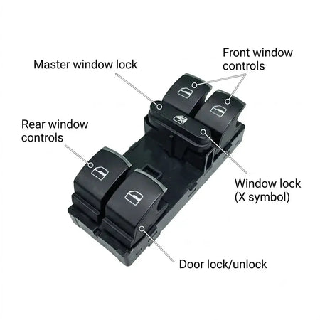 Power Window Master Switch Control Button For VW Jetta Golf Passat MK5 by InterCyprus Trading Ltd