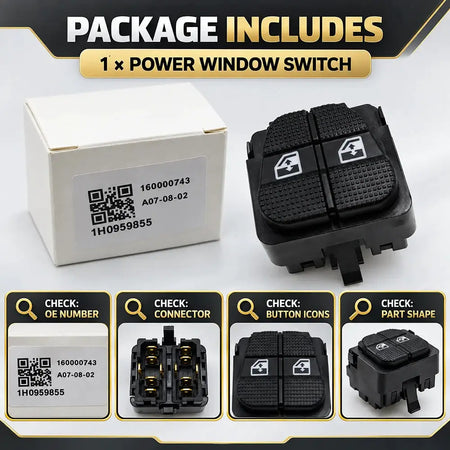 Power Window Switch 12 Pin 1H0959855 For VW Golf Mk3 Vento Jetta LHD by InterCyprus Trading Ltd