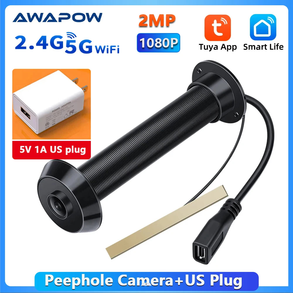Awapow Tuya Door Peephole Viewer &ndash; 170 Wide Angle Camera With US Plug / without TF Card