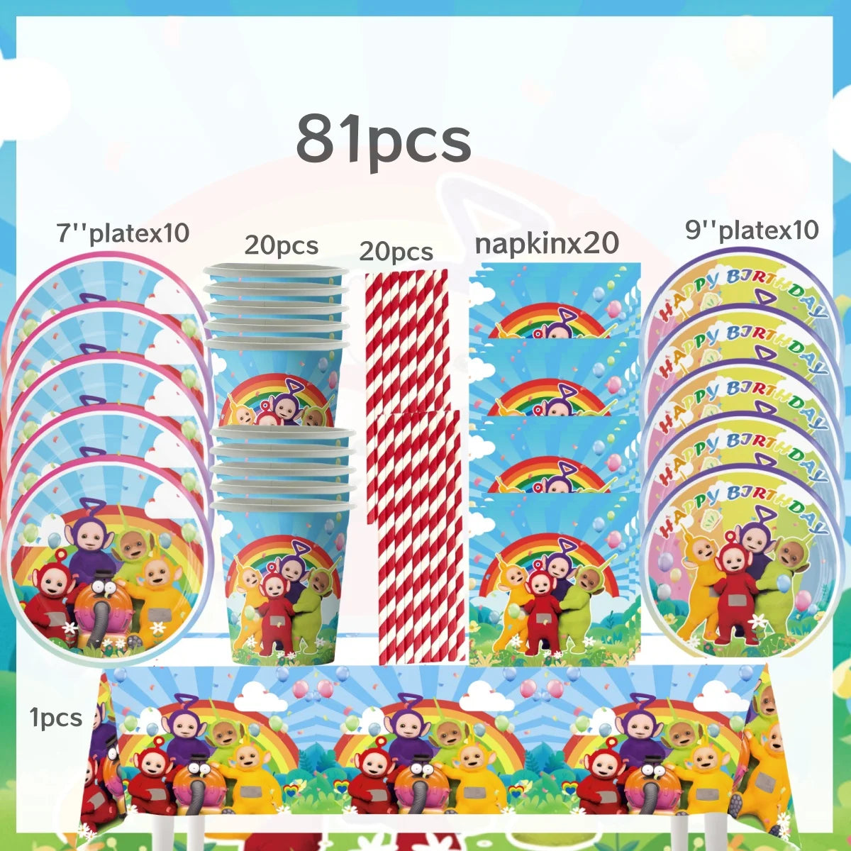 Tinky Winky Birthday Party Decoration Set BPPXZZ-81PCS