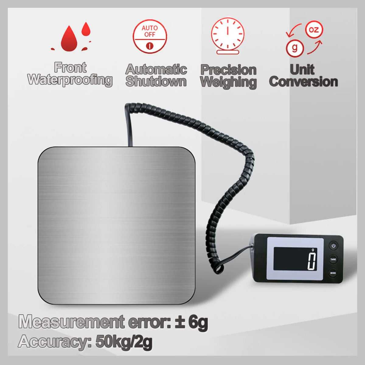 Electronic Platform Scale 50kg/2g &ndash; Backlit Display