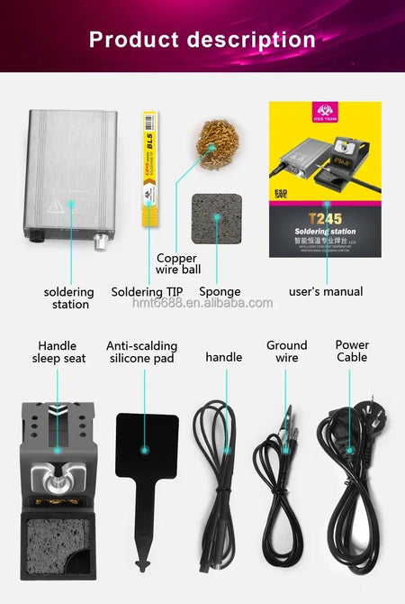 OSS T245 Soldering Station &ndash; 130W 3S Fast Heating LCD US Plug