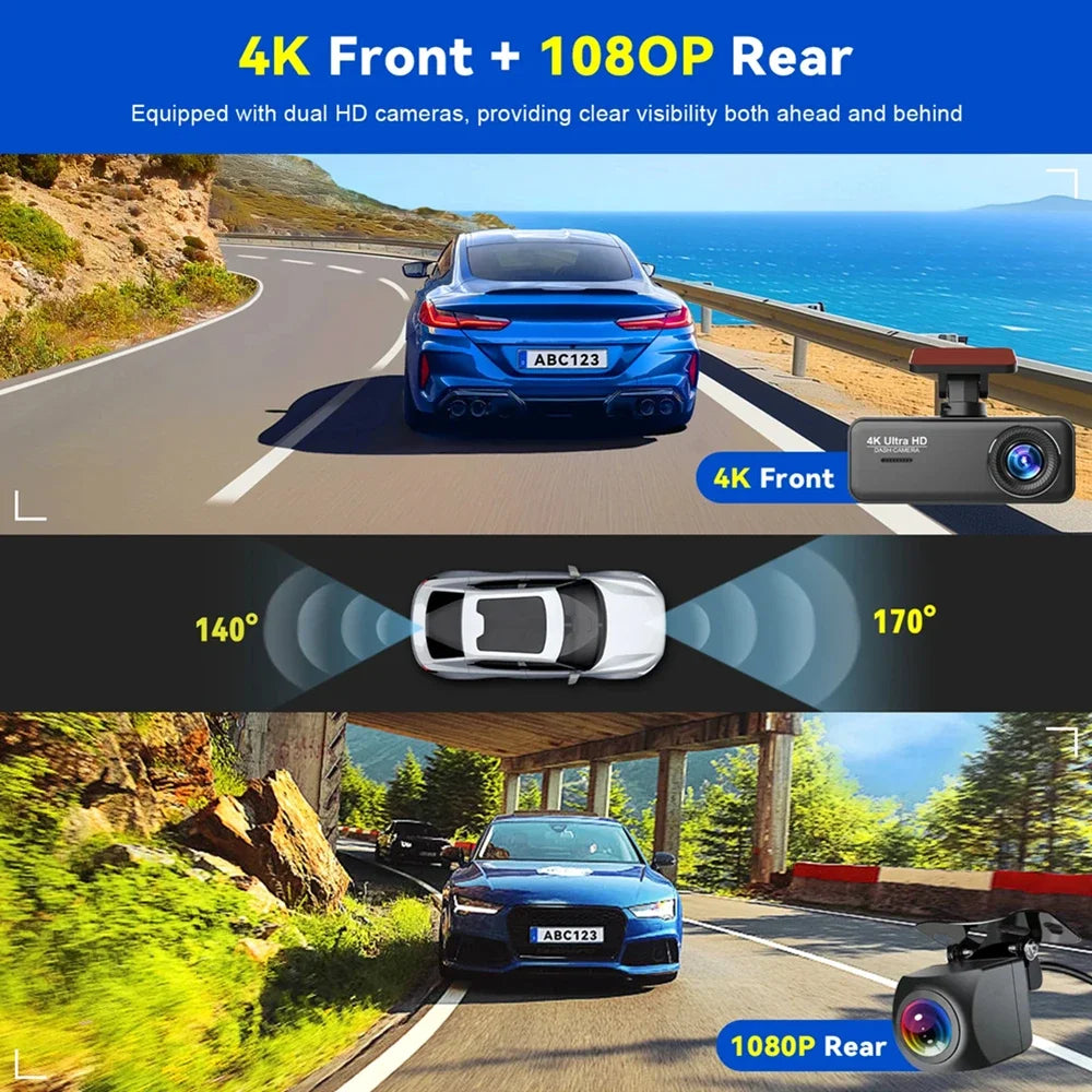Kocam 4K Dash Cam Front and Rear &ndash; Dual Channel Night Vision Recording