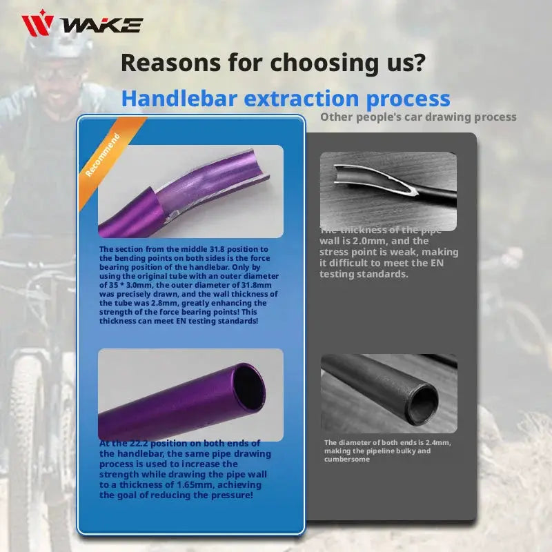 WAKE 55mm Riser Bike Handleabr MTB Bike Handle Bar 720/780mm Bicycle Riser Bar Aluminum Alloy Bicycle Handlebar for DownHill by InterCyprus Trading Ltd