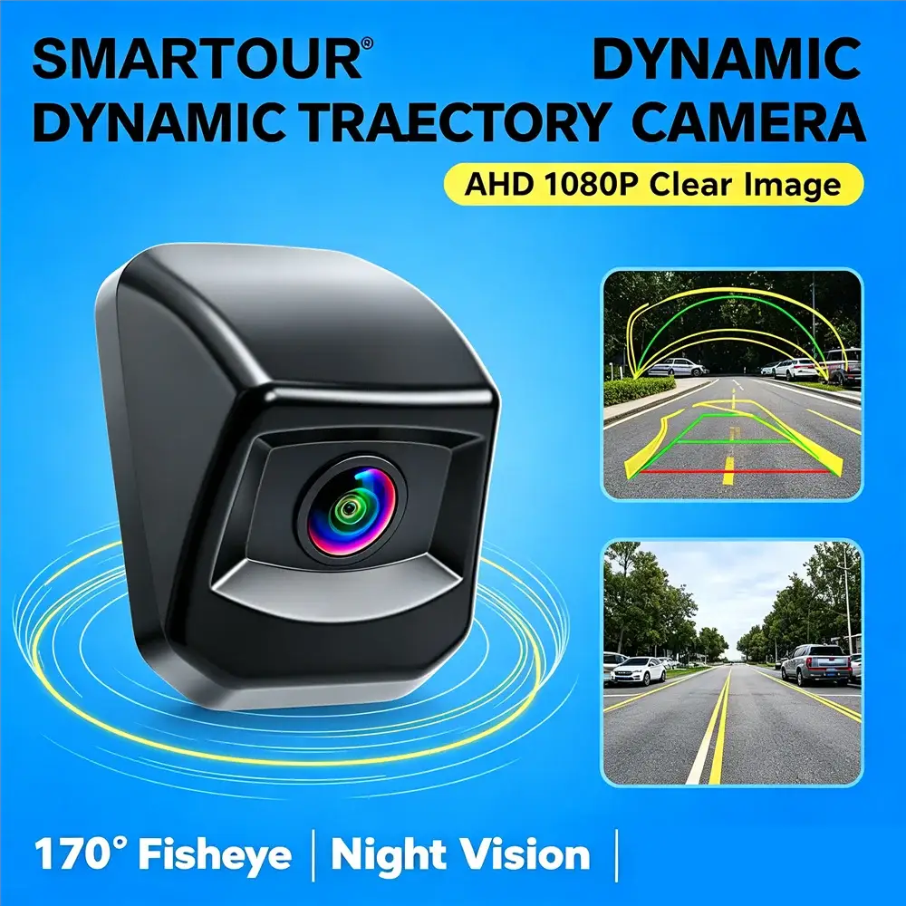 Dynamic Trajectory Reverse Camera 180 Degree Wide Angle Waterproof Car Backup Camera CVBS/AHD Switch Control Line Adjustable by InterCyprus Trading Ltd