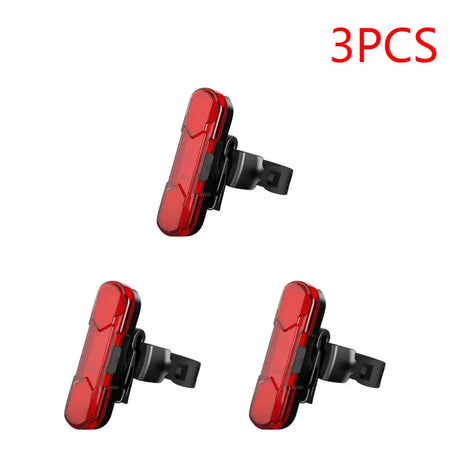 Waterproof LED Bike Tail Light Rechargeable Bicycle Rear 3PCS Red