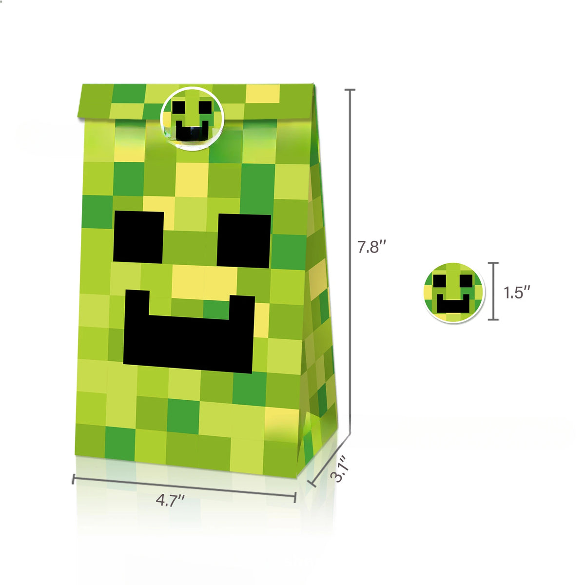 Game Pixel Mosaic Kraft Paper Candy Bags - 12/24/48pcs for Kids Parties