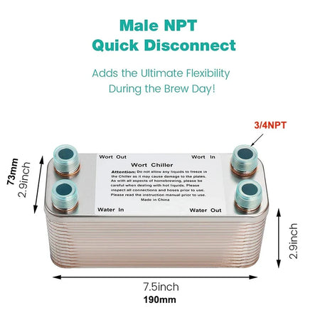MRbrew Stainless Steel Plate Wort Chiller - Efficient Homebrew Cooler