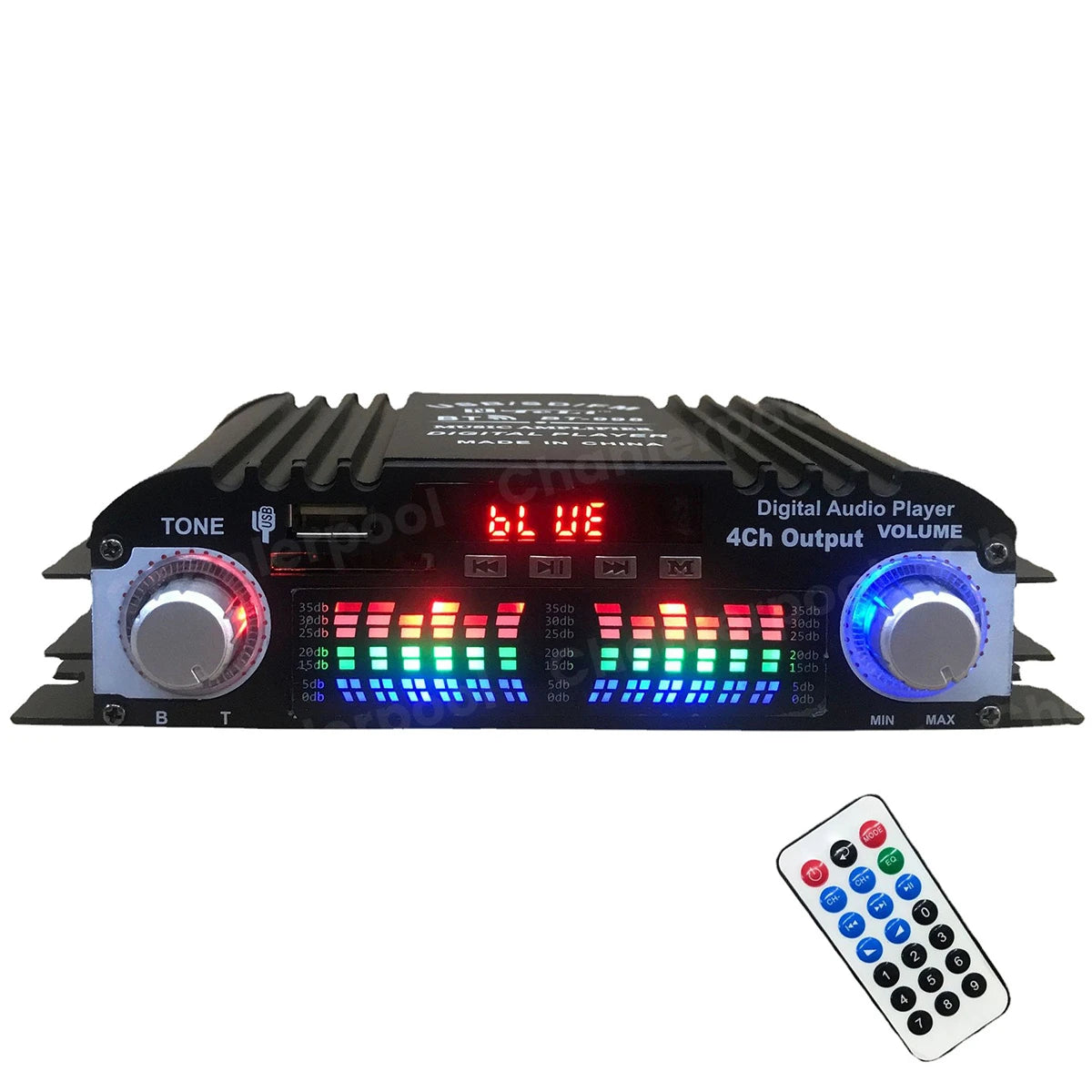 Creadvent 1600W Peak Power 4 Channel Bluetooth HiFi Audio Amplifier with FM Radio &amp; Remote Control