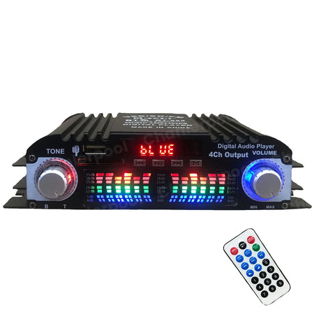 Creadvent 1600W Peak Power 4 Channel Bluetooth HiFi Audio Amplifier with FM Radio &amp; Remote Control