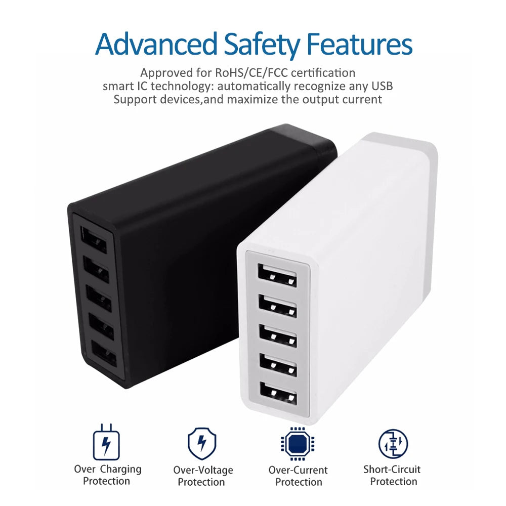 5 Ports USB Charger Desktop Station 40W &ndash; Fast Charge