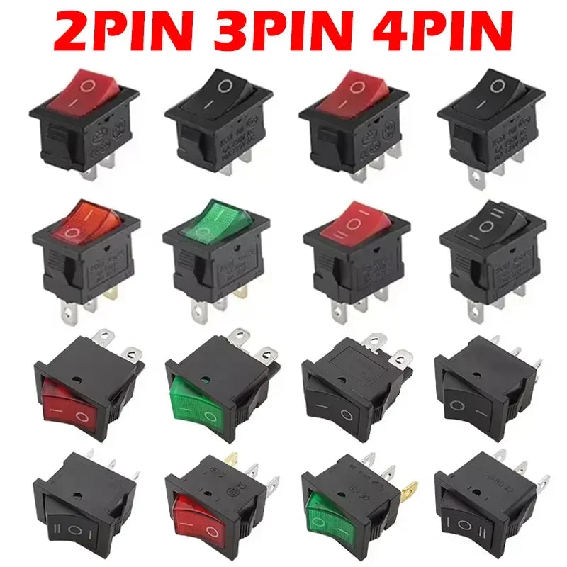 10/30/100 Pcs KCD1 Snap - in Boat Rocker Switch - SPST ON - OFF, 2/3/4 Pin, 250V 6A (AC) / 125V 10A, 2P Toggle Power Snap Switch