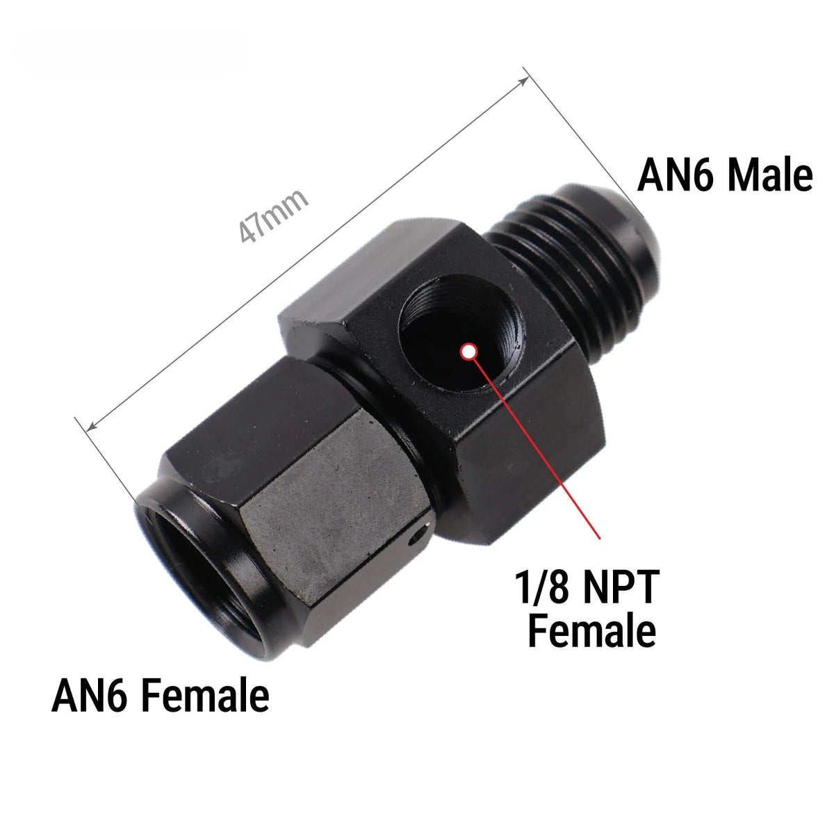 Universal AN Adapter Male To Female With 1/8 Inch NPT Gauge Port by InterCyprus Trading Ltd