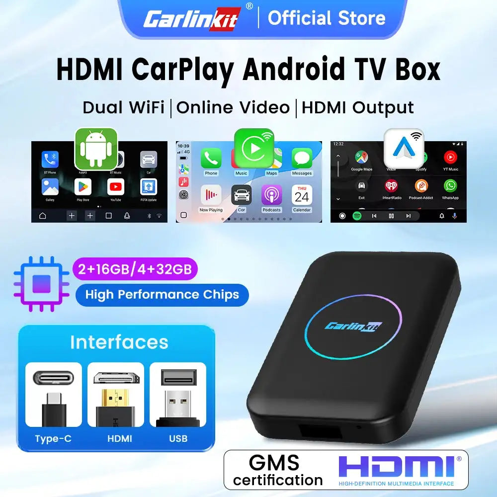 CarlinKit 5-In-1 HDMI Android TV Box Wireless CarPlay USB