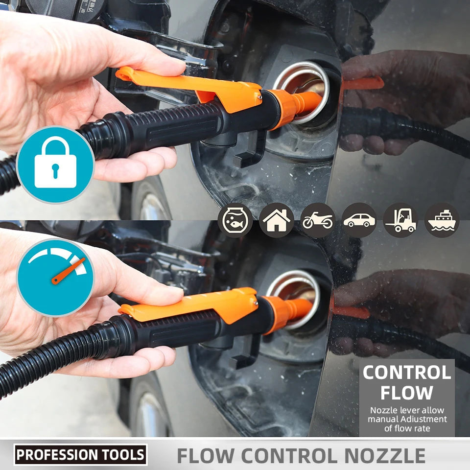 12V Portable Fuel Pump &ndash; Battery Powered Siphon For Cars