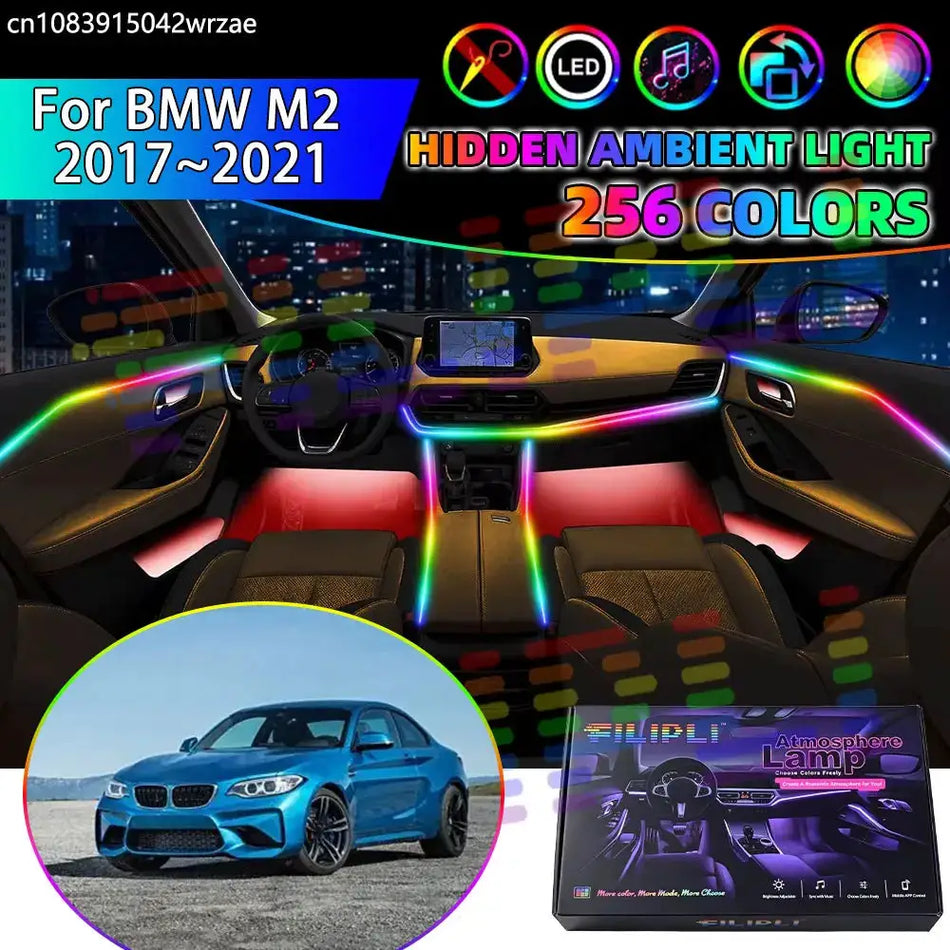 For BMW M2 2017~2021 F87 MK1 2018 2019 RGB Car Interior Ambient Lights Strips Breathing Lighting Kit App Control LED strips Auto by InterCyprus Trading Ltd
