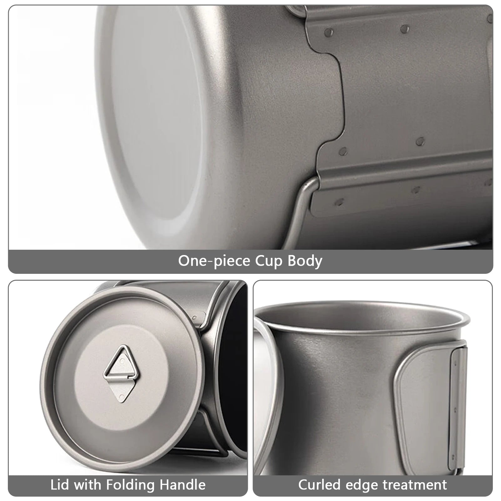Ti Coffee Mug Camping Cup &ndash; Folding Handle and Net Bag