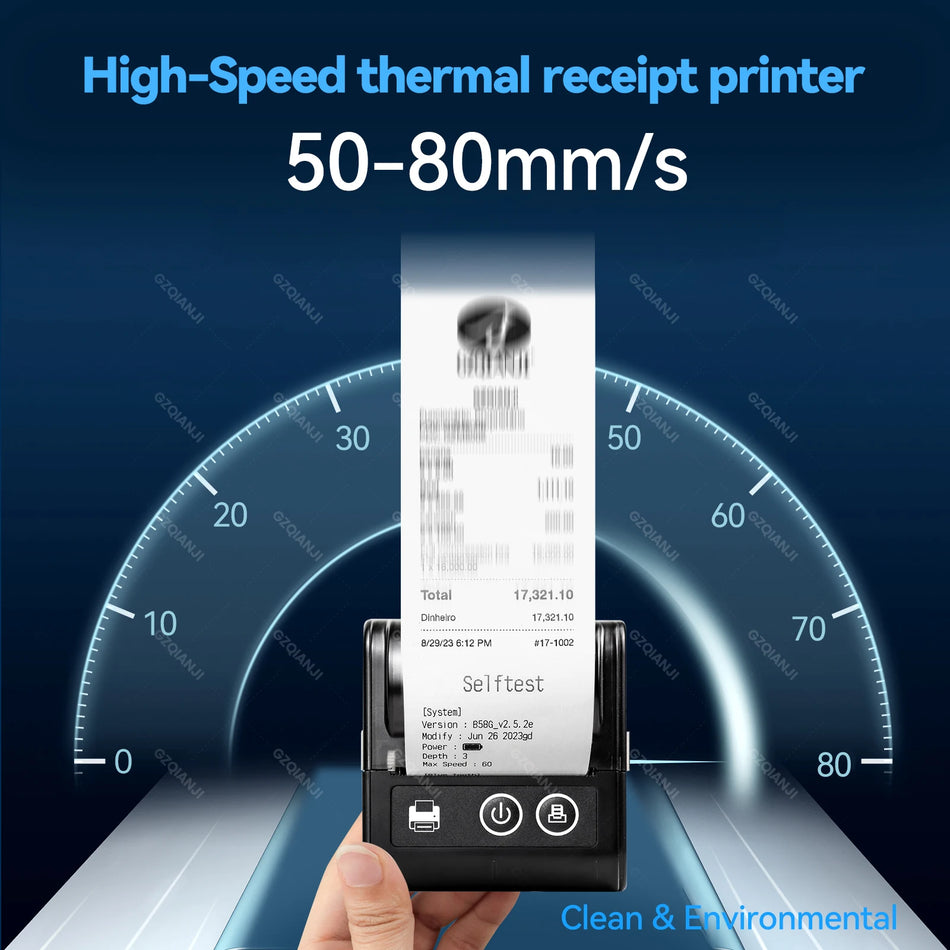 58MM Mini Portatīvais Bluetooth Termiskā Printeris iOS un Android, USB