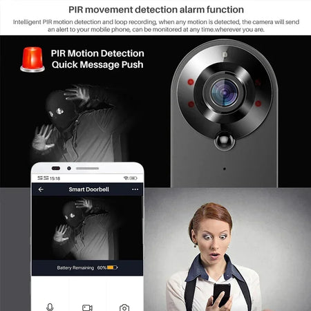 1080P WiFi Video Doorbell - Motion Alerts Night Vision