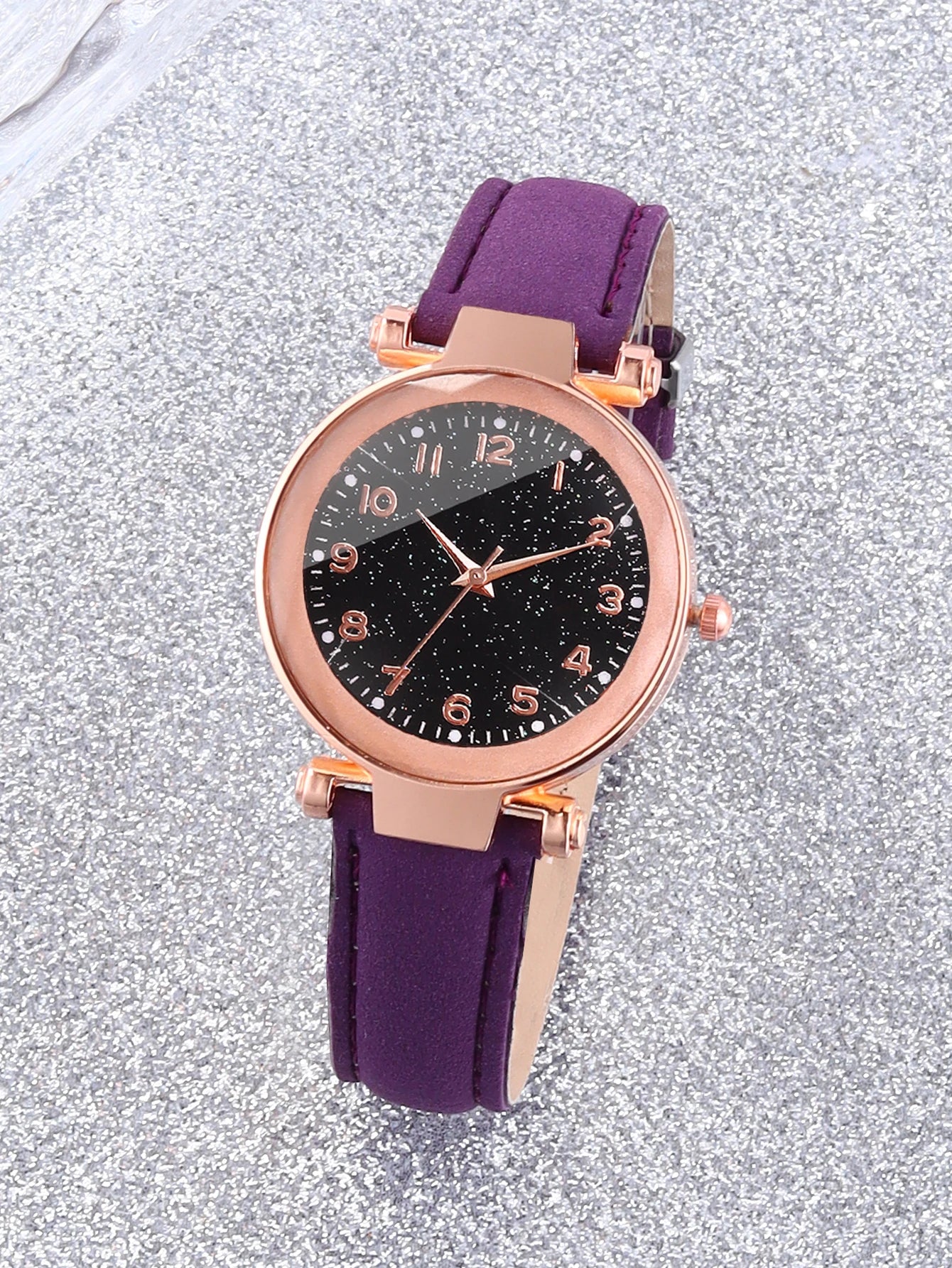 Purple Five-Pointed Star Quartz Watch &amp; Hollow Necklace Set Purple 6