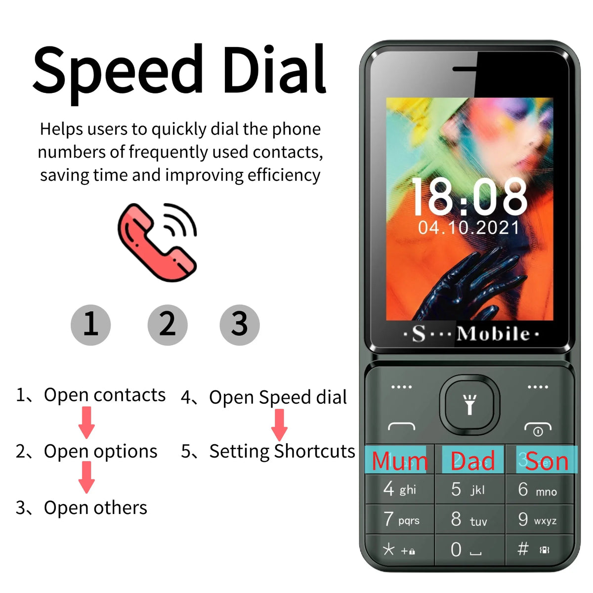 Quad SIM Senior Phone - 2.8 Inch Display and Easy Dial
