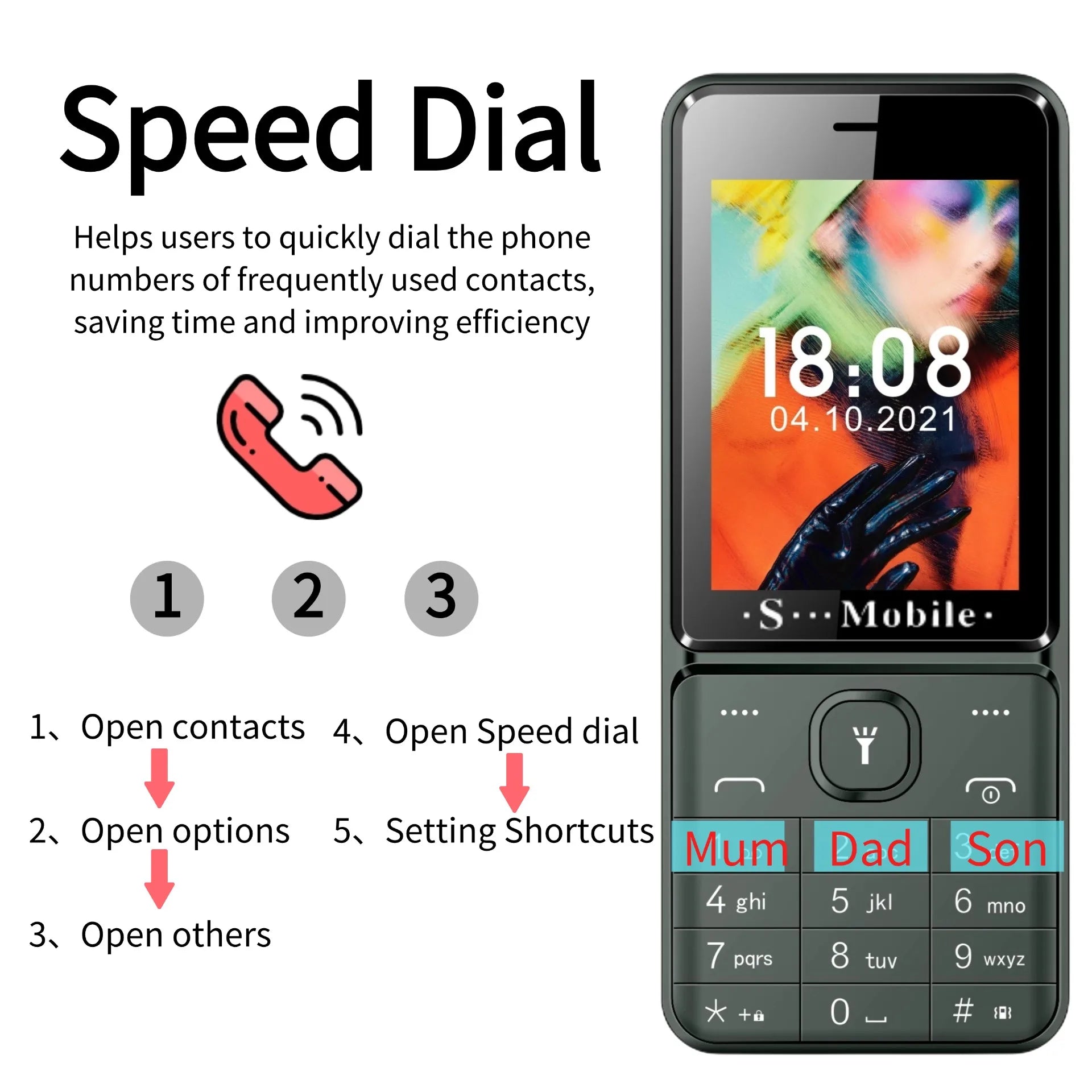 Quad SIM Senior Phone - 2.8 Inch Display and Easy Dial