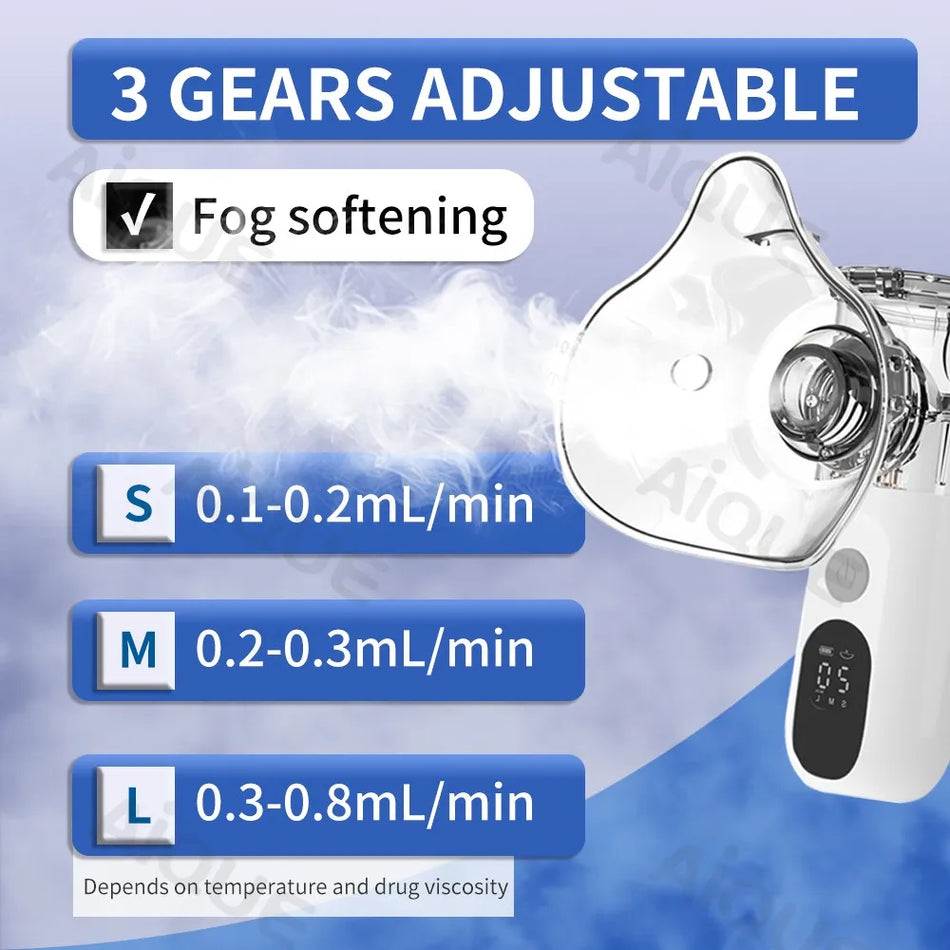Latautuva nebulisaattori säädettävällä LED-näytöllä, hiljainen ultraäänisumuttaja