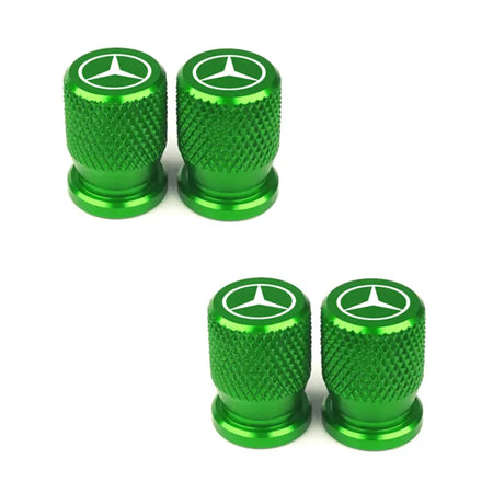 Mercedes Benz Tire Valve Caps &ndash; 4pcs Aluminum Airtight Covers for B/C/E/S Class, A Class, C200L, GLC, GLK, CLA, GLA Green