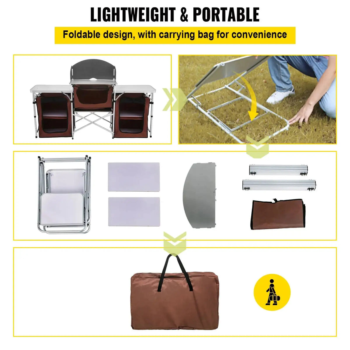 Foldable Kitchen Table With Aluminum X Bracket