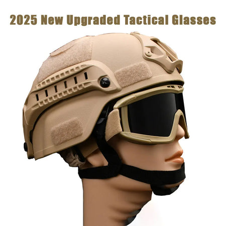 Tactical Goggles with 3 Interchangeable Lenses, Windproof Dustproof Safety Glasses for Outdoor Climbing Sport Protective Eyewear