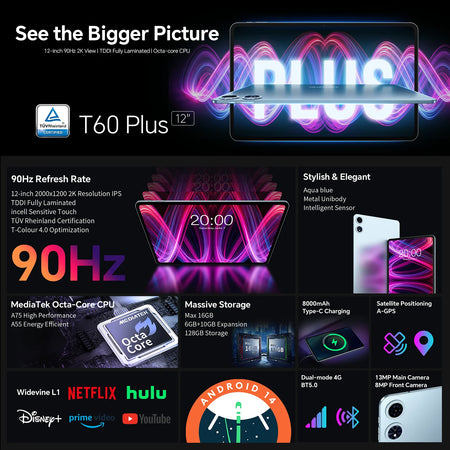 Teclast T60 Plus Tablet &ndash; 90Hz 2K Display Android 14