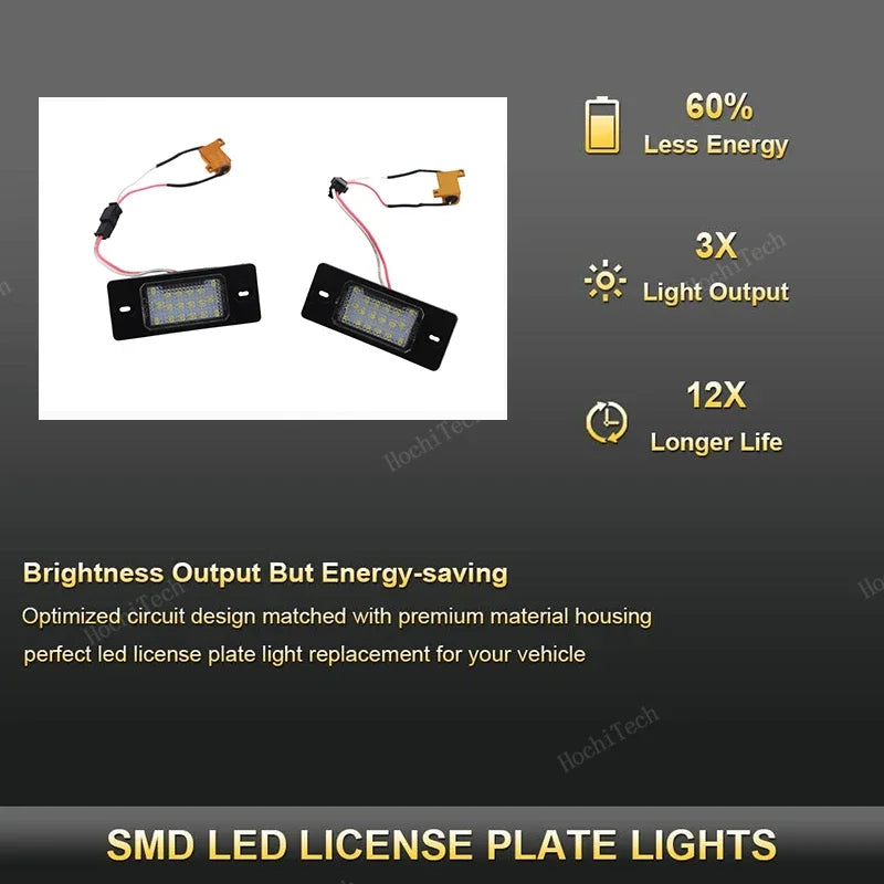 LED-rekisterikilven valo valkoinen lamppu VW Golf Porsche Cayenne 2 kpl