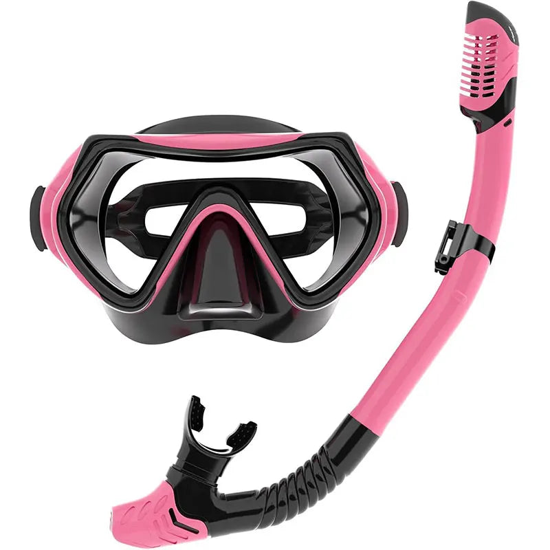 Premium 180&deg; Panoramic Snorkeling Gear with Anti-Fog Dry Top Snorkel Pink