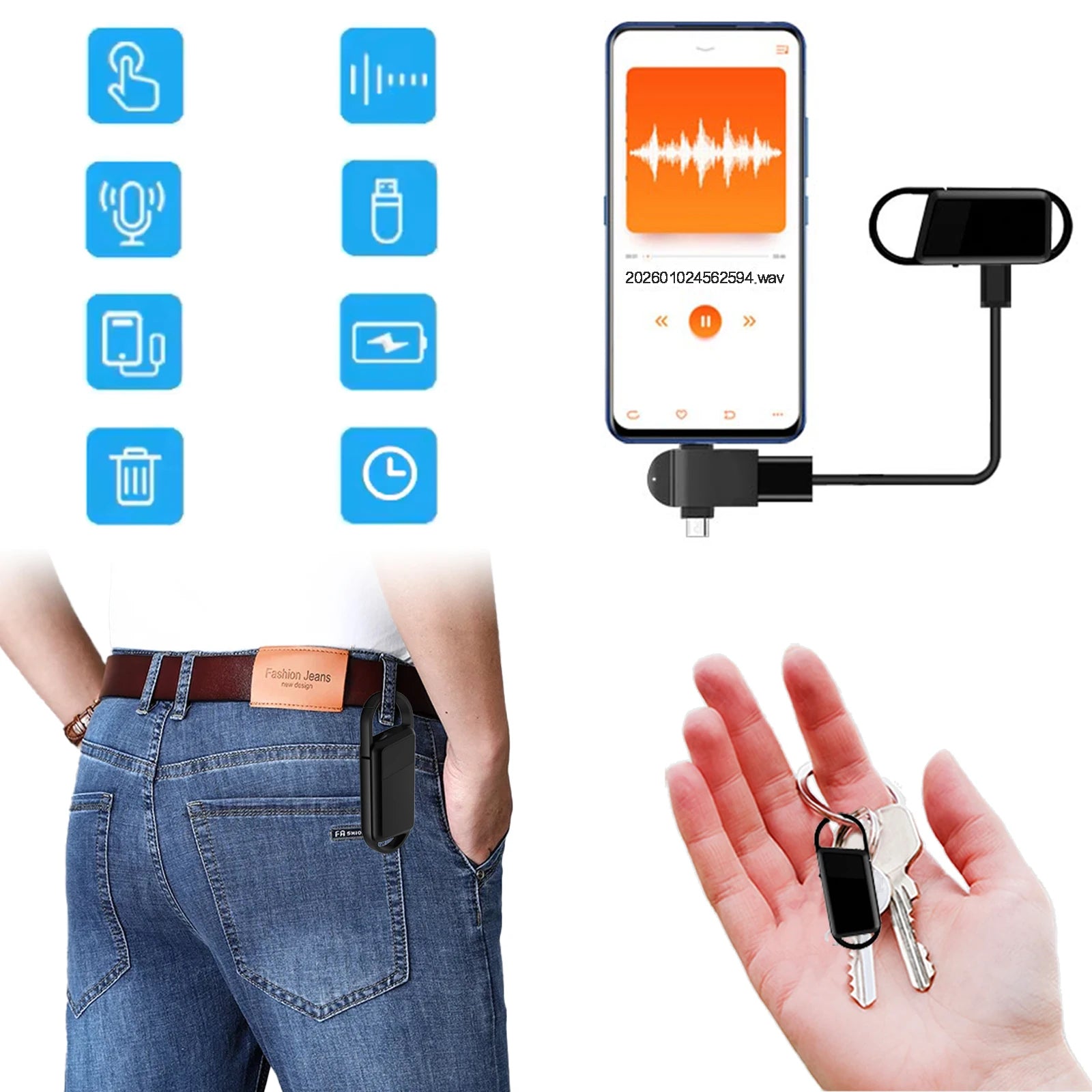 Voice Activated Recorder L13 &ndash; Ultra Compact Keychain