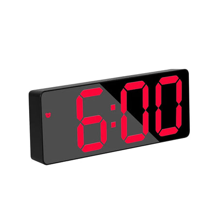 Curved Screen LED Digital Alarm Clock with Temperature and Calendar Black and Red