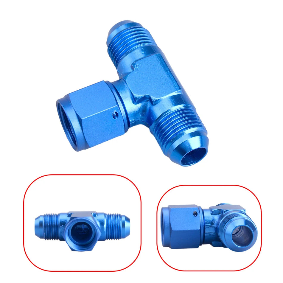 Raccord en aluminium en T à flare AN4-12, Adaptateur de ligne de carburant Femelle à mâle, Noir