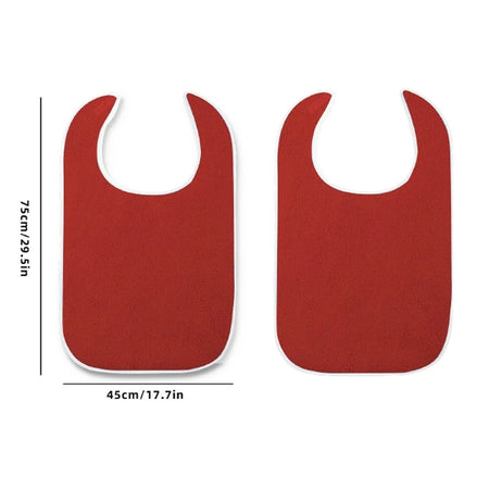 Adjustable Adult Bibs - Machine Washable, Prevents Spills &amp; Drooling, Ideal for Elderly 2pcs Red