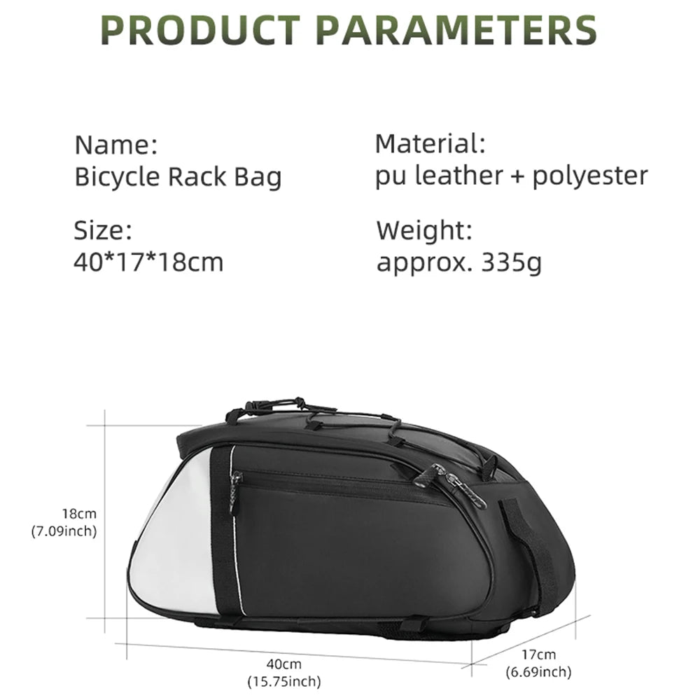 Lixada Bike Trunk Bag &ndash; Large Capacity Reflective Storage