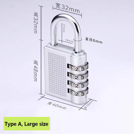 Password Padlock 3-4 Digit &ndash; Waterproof Rustproof Outdoors A-large silver