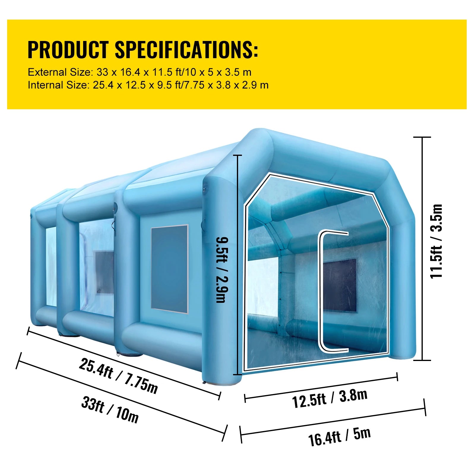 SucceBuy Inflatable Paint Booth - 210D Oxford Fabric 10x5x3.5m US / United States