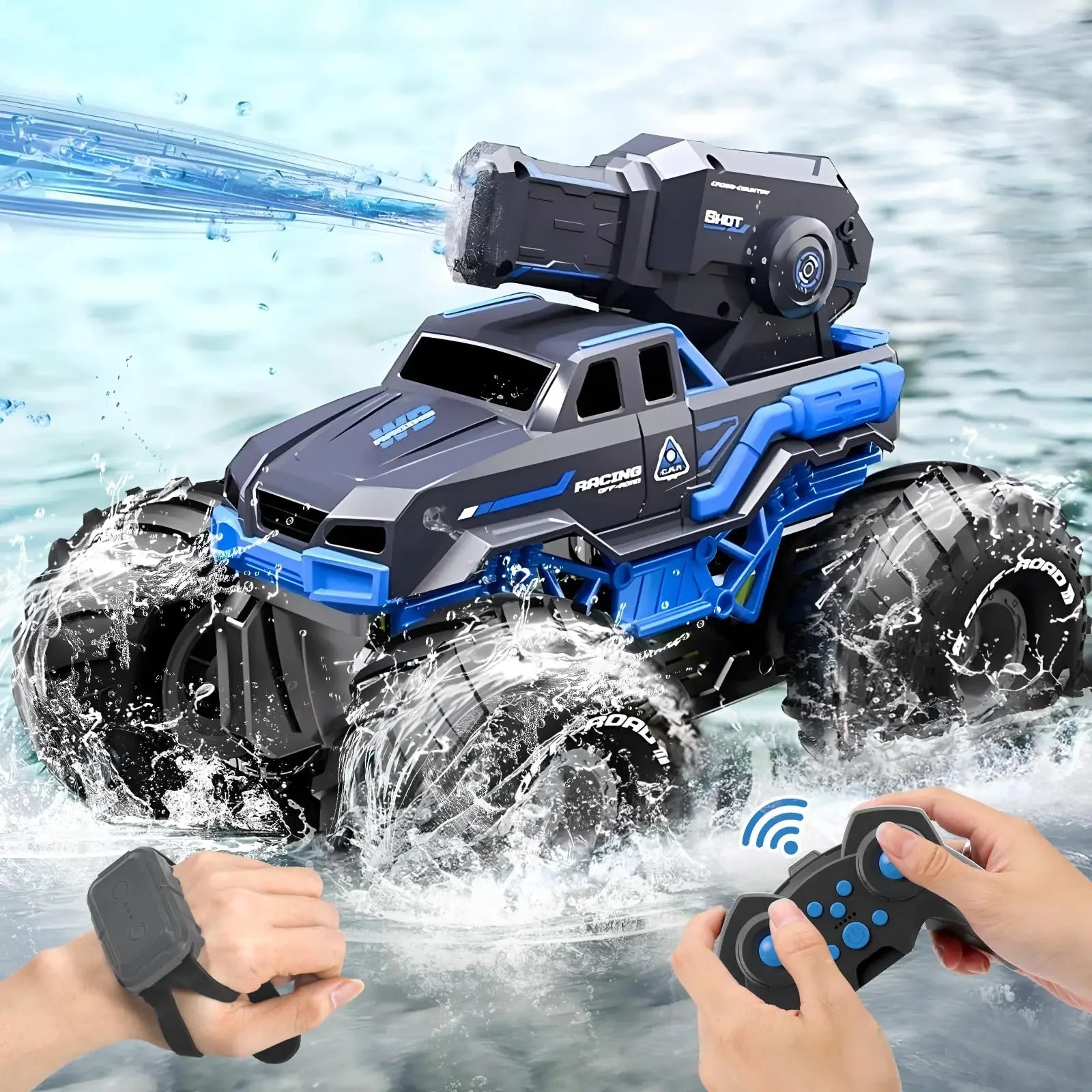 Amphibious RC Car With Water Gun &ndash; Gesture Sensing Off Road