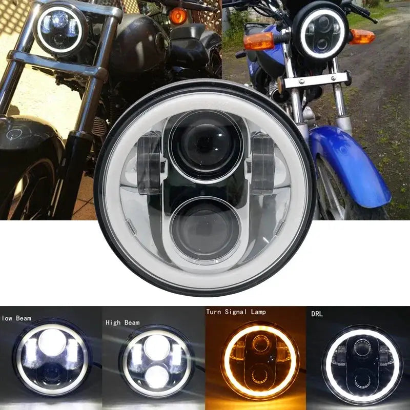 2x 5.75 inch led headlight High/Low beam halo for Speed Triple & Street Triple & Thunder 5 3/4" projector by InterCyprus Trading Ltd