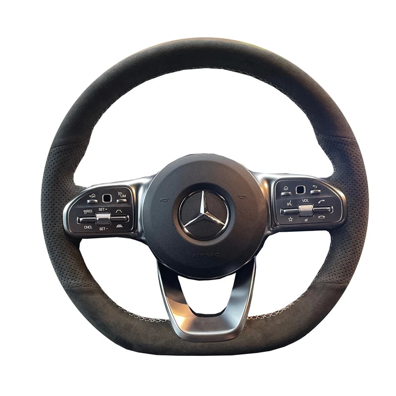 Покритие за волан Черно кожено за Mercedes-Benz S W222 C W205