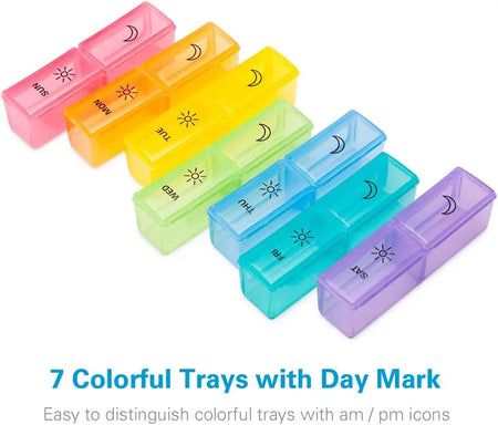 Weekly Pill Organizer &ndash; Convenient Push Button Design